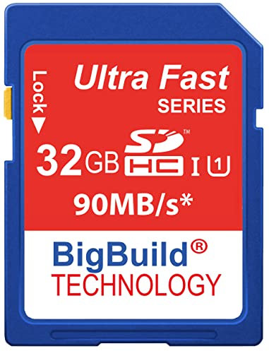 BigBuild Technology 32GB Ultra-schnell 90MB/s SD SDHC Speicherkarte für Canon EOS 750D Kamera