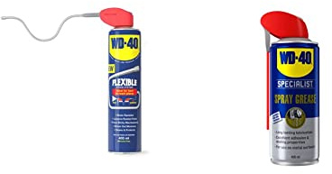 WD-40 Multi-Use Product Flexible Metal Straw 400ml & Specialist Spray Grease - Long Lasting High Performance Lubrication and Corrosion Protection for Metal Surfaces