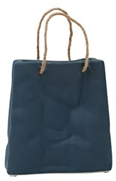 KWQBHW Ceramic Handbag Vase Crinkle Paper Bag Flower Vase Creative Modern Floral Vase for Home Living Room Dinner Table Office Desk Decor, Blue