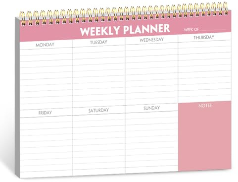 Getvow Weekly Planner Notepad - 7 x 10 Weekly Pad Organizers Habit Tracker Journal for Man & Women, 52 Sheets, 100gsm Paper, Undated Weekly To Do List Notepad with Your Life, Pink