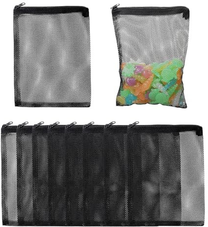 Mozeat Lens Aquarium Filterbeutel 10 Stück Filterbeutel für Aquarien mit Reißverschluss Netz Filtersack mit Hohem Durchfluss Wiederverwendbare Beutel für Aktivkohle, Biokugeln (Schwarz)