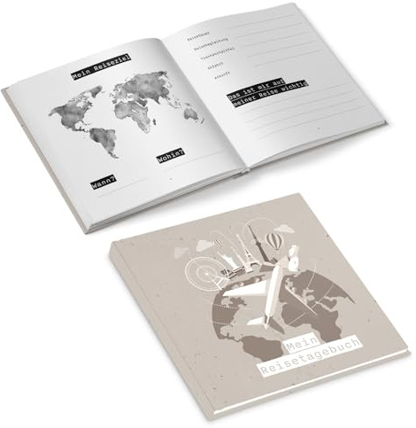 Logbuch-Verlag Liten resedagbok att fylla i resebok för semester aupair examensgåva världsresa 15 x 15 cm hårt omslag