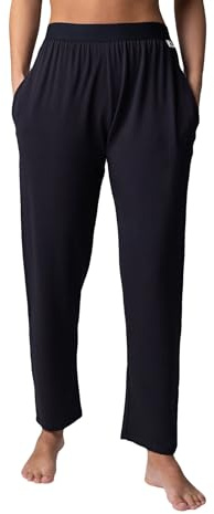 SockShop Lazy Panda Ladies’ Bamboo Loungewear Selection, Tops, Vests, Shorts and Bottoms in Plains and Stripes, Sizes 10 to 16, Soft and Breathable, Pack of 1 Black Classic Pants 14