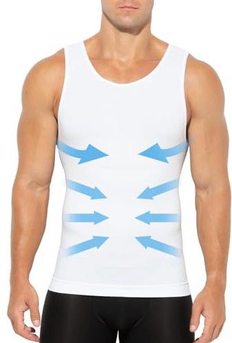 Casey Kevin Chaleco de Compresión Hombre Faja Reductora Camiseta Men's Body Shaper Adelgazante Camisa Moldeadora Chaleco