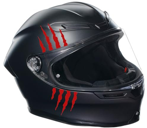 6 Paare Monster Klaue Sticker 7,5x7,5cm für Motorrad Helm, Auto Kratzer Aufkleber Kratzspuren Selbstklebend Wasserfest (Rot)