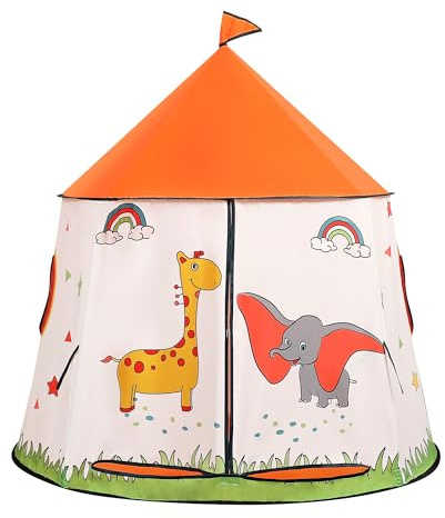 Tente de Jeu pour Enfants, Tipi Château pour Enfant Princesse Prince,Portable Pop-up Tente Indienne, Maison de Jeu pour l'intérieur et l'extérieur,Cadeau d'anniversaire de Noël (Orange)