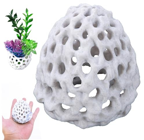 Räkgrotta, 7 x 8 cm (2,8 x 3,2 tum) akvariestenar med sugkopp, ihåliga och multifunktionella akvarietillbehör, simulering för hemmet