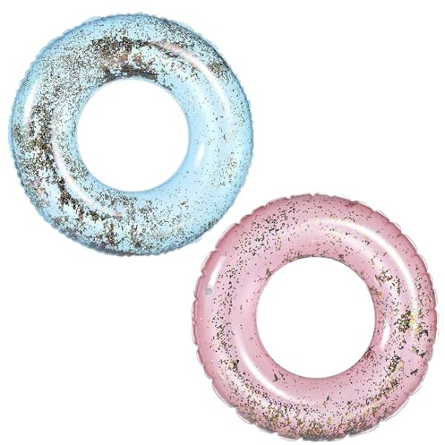 70/90cm Inflatable Swimming Ring Pool Rubber Rings for Kids Adults,Sequin Inflatables Swim Rings Pool Floats Toy,Inflatable Pools Ring Toy Water Floaties for Kid Girls Boys Summer Beach Party