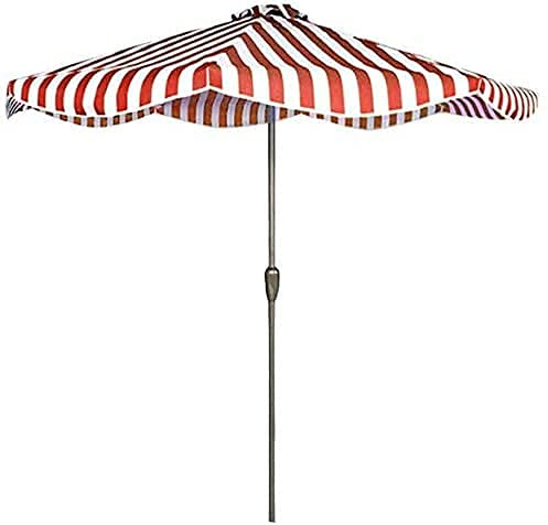 Table du marché du Balcon d'ombrage Parasol avec mécanisme de manivelle, Parasol extérieur de Plage Parapluie Grand, auvent de Parts de Soleil à Rayures en Deux Couleurs