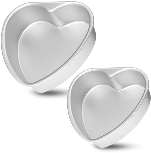 CODOHI Heart Shaped Cake Pan 8 Inch and 6 Inch, Aluminum Heart Shaped Funny Cake Tins for Weddings, Parties, Family and Other Occasions Cake Baking DIY Mold Tool (8 inch and 6 inch)