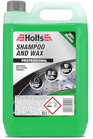Holts Car Shampoo & Wax 5 L – High-Foaming Wash & Wax for Cars – Cleans & Protects Paintwork – Up to 300 Washes – Easy-Rinse Car Wash Shampoo Leaves Gloss & Water-Beading Finish