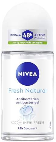 NIVEA - Déodorant Bille Fresh Natural - Déodorant Femme 48H Anti-Transpirant Aisselles - Fraîcheur Longue Durée - Antibactérien - Formule INFINIFRESH - Tous Types de Peaux - 50 ml