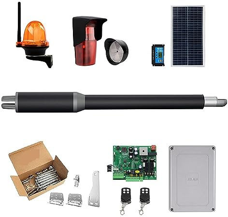 Abrepuertas Abridor de puerta automático un solo columpio - 10 pies largo 450 Lbs cerradura eléctrica con control solar(Yellow)
