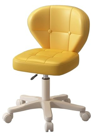 Arbetspall med Ryggstöd Ergonomisk Rullpall Höjdjusterbar 40-53 cm | Svängbar Pall Spa Verkstadssits 6 Färger Tillgängliga för Kosmetiska Studior Frisörsalonger(Yellow)