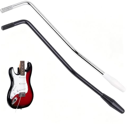 OEIOTEI Lot de 2 leviers de trémolo filetés de 6 mm pour guitare électrique ST Whammy Bar pour système de trémolo (noir, argent)