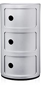Kartell Componibili, 3 Elements, Silber, Runde Basis