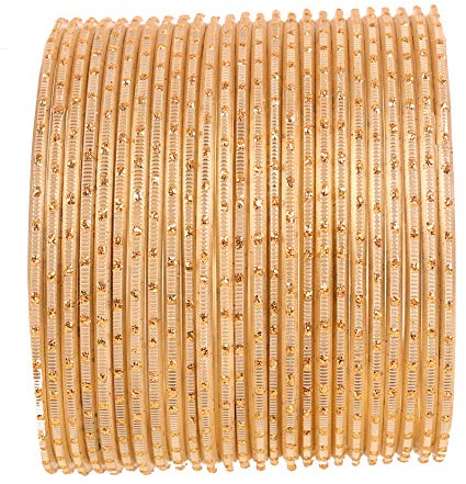Touchstone stora indiska armband för kvinnor smycken amerikansk storlek stapelbara chudiyan färgglada tjusiga churi set metallarmband smycken gyllene prickar vintage texturerade färger, XL - Circ 8.6