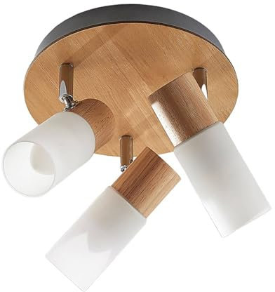 Lindby Faretto dimmerabile (Country) colore Ocra, in Legno ad es. Cucina Lampada da incasso plafoniera applique