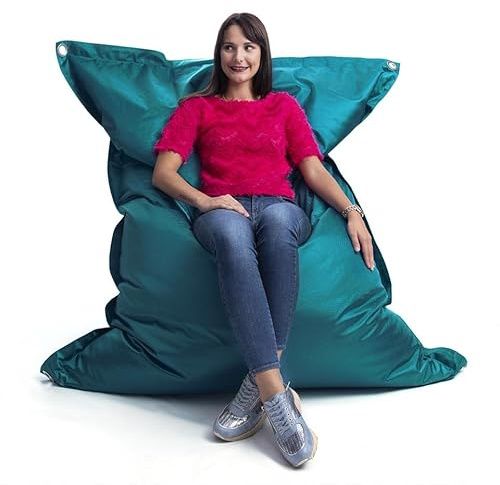 LIVEDECO - Pouf Extérieur, Outdoor, Jardin, Terrasse, Turquoise BiG52 Iron RAW