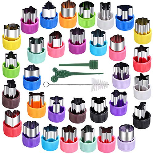 CECIAOAIME Mini Cookie Cutter Set 30 pcs for Kids Vegetable Cutters and Fruit Stamp Mold Different Shapes and Sizes Stainless Steel