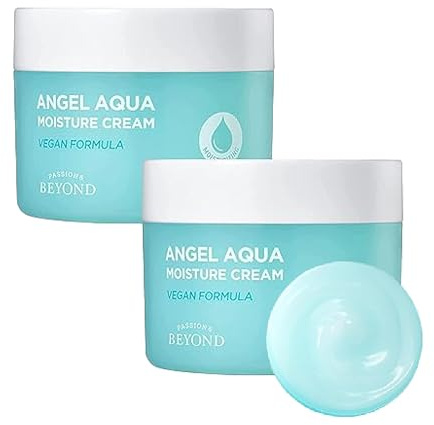 ECO BEYOND Angel Aqua Soothing Cream Gift Set (2 Pack) - Hydrating & Moisturizing Gel for Dry Skin with Wild Chervil & Cica (300ml/10.14 Fl Oz) by LG Beauty