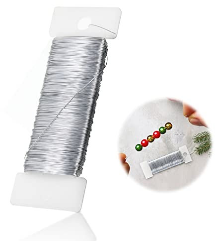Schmuckdraht Silber DIY Schmuckdraht Draht Mit 0.35 mm Durchmesser Draht zum Dekorieren Bindedraht Schmuckdraht Silber Eisendraht für Schmuckherstellung Blumenstrauß Stängelwickel, 50m
