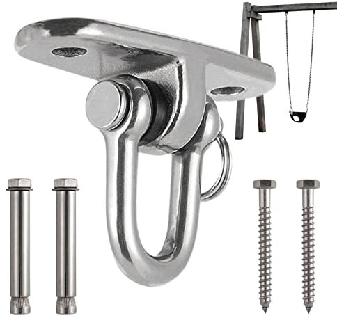 Juego de soportes de columpio: colgador de columpio robusto de acero inoxidable, colgador giratorio de 360° para techos de vigas de madera, parque infantil, porche, interior y exterior Saiki