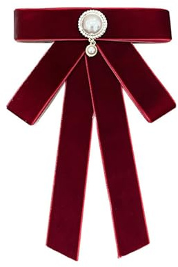 Spilla vintage con fiocco con perle per donne e ragazze alla moda in velluto grande fiocco pre-legato clip spille da bavero spille stile preppy sciarpa vestito accessori per vacanze ritorno a casa