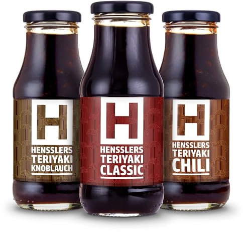 HENSSLERS Teriyaki 3er Mix in Classic, Chili und Knoblauch zum Braten, Kochen und Grillen, 3 x 240 ml