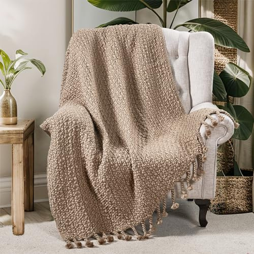 Home Soft Things Basket Weave Throw Blanket, Soft Cozy Warm Blanket with Braided Decorative Throw for Couch Sofa Outdoor Indoor, Amphora, 50''x60