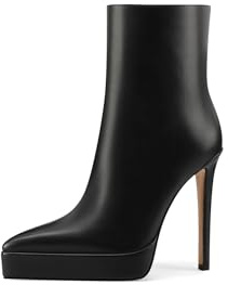 QUEEN HELENA Tronchetti con Plateau Stivaletti con Tacco a Spillo Donna K3452 (Nero Pu, Sistema Taglie Calzature EU, Adulto, Donna, Numero, Media, 39)