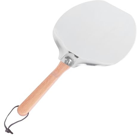Cáscara de Pizza de Metal Plegable, Cáscara de Pizza de Aluminio de 12 X 14 Pulgadas, de Madera con Cortador Basculante, para Horno de Pizza, Hornear Pan de Pizza Casero, Pasteles
