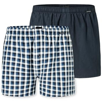 Schiesser Herren 2 Pack Boxershorts Baumwolle Web Multipack - Webboxer, Sortiert 3_182428, 10