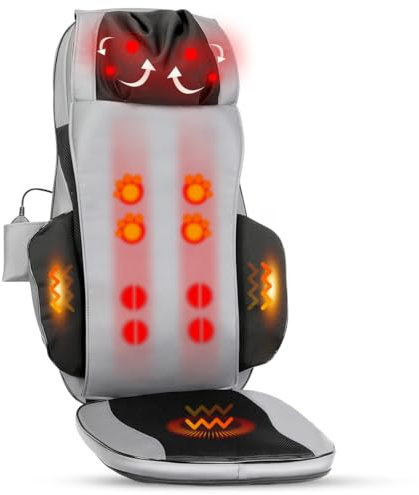 Oyajia Massagesitzauflage mit Wärmefunktion und Vibration, Rückenmassagegerät Massageauflage, Massagematte zur Entspannung zuhause und im Büro, Geschenke für Männer, Frauen