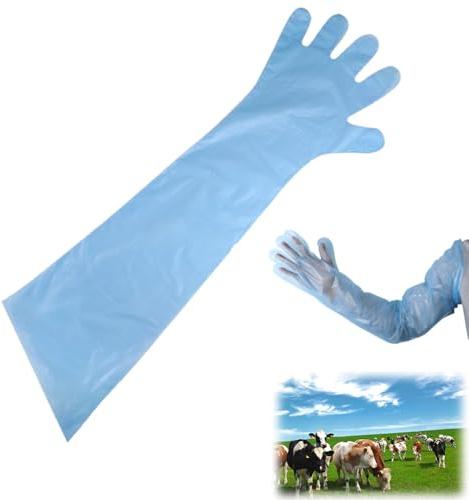 MagiSel 50pc Guantes Veterinarios, Plástico Guantes de Inseminación Desechables,Guant/e Impermeables Transparentes Desechables,Guant/e Desechable Veterinario,para Criadores