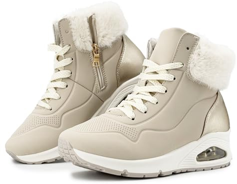 JOMIX Stivaletti Donna Invernali Imbottiti Stivali con Pelliccia Scarpe Sportive Calde Antiscivolo con Cerniera Sneakers Alte Casual