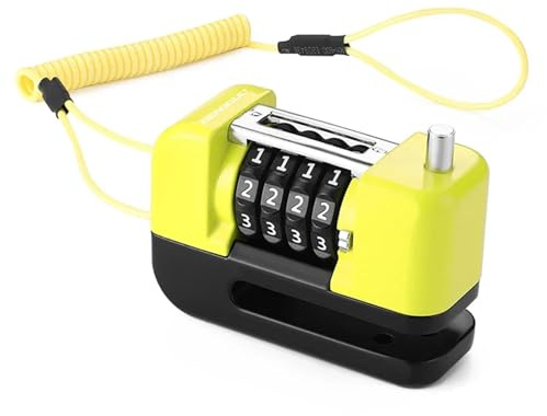Candado Moto Bloqueo antirrobo para Frenos de Disco de Ruedas con contraseña - Compatible con Frenos de Disco de Ruedas de Motocicletas y Bicicletas(Yellow)