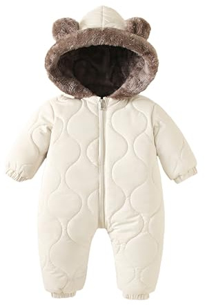 Yanmucy Traje de nieve para bebé, forro polar grueso, abrigo cálido para bebé, mono de invierno para cochecito de bebé, para niñas y niños, de 0 a 24 meses