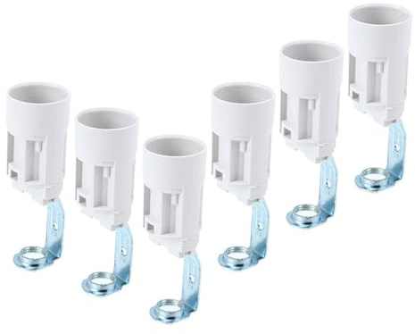 COLLBATH Portalámparas E14 de Plástico y Aleación de Zinc, Piezas de Luminarias Pequeñas y Resistentes para Enchufes de Luz en Cocina y Candelabros, Paquete de 6 Unidades