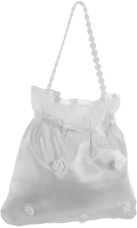 BCOATH Borsa da Sposa Bianca Raffinata Decorazioni Floreali Romantiche, Pochette per Testimone Ampio Spazio, Borsa da Festa Delicata per Matrimoni e Cerimonie