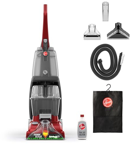 Hoover PowerScrub Deluxe Carpet Cleaner Machine, Deep Cleaning Carpet Shampooer Machine, SpinScrub Brushes, HeatForce Drying, Pet & Upholstery Tools, Pair with Hoover Carpet Cleaner Solution