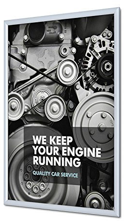 net-xpress Klapprahmen DIN A1 – Plakatrahmen 25 mm silber mit Antireflex-UV-Folie – Posterrrahmen aus Aluminium – inkl. Schrauben & Dübel – für Wandmontage in Büro, Geschäft, Kita, Schule