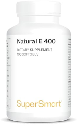 Vitamine E Naturelle - (D-Alpha Tocophérol) - Bonne Santé de la Peau et des Cheveux - Aide à Protéger les Cellules Contre le Stress Oxydatif - 100 Softgels - Sans Gluten - SuperSmart