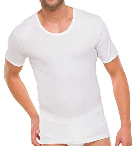 Schiesser 2er Pack Herren Unterhemden 1/2 Arm Baumwolle Doppelripp M-XXXL - Weiß: Größe: 5 (Gr. Medium)