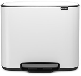 Brabantia Bo Pedal Bin - 36L Inner Bucket (White) Waste Kitchen Bin - Soft Closing Lid