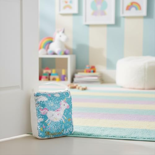 Magical Unicorn Sequin Fabric Decorative Doorstop | Kids Room Door Stop | Fairy Woodland Nursery Doorstopper