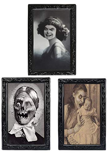 TRIXES 3 Marcos imágenes Movimiento Magia Lentes 3D Halloween-Retrato Caras cambiantes Decoración Terror Fiestas temáticas fantasmales embrujadas-38X25cm