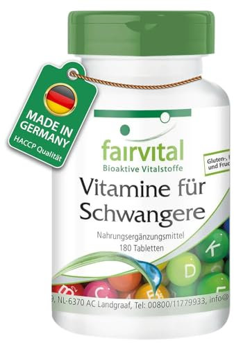 Fairvital | Vitamine für Schwangere - mit 800µg Folsäure pro Tablette - für Schwangerschaft & Kinderwunsch - für 6 Monate - 180 Tabletten