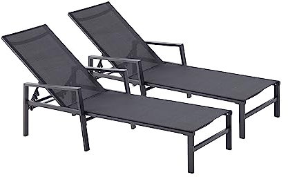 Concept-Usine | Juego de 2 tumbonas, Color Gris Oscuro
