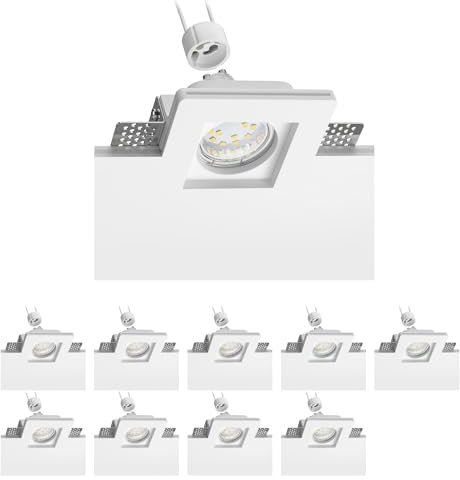 ledscom.de 10 focos empotrables de escayola LED GIEDI II DIY, incl. lámpara GU10 (blanco, 2.076W, 206lm, 110°)
